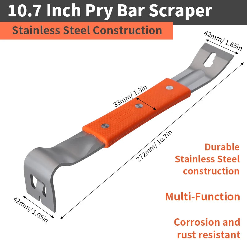 Pry Bar de Acero Inoxidable con Mango de Goma Antideslizante